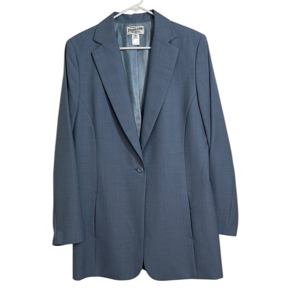 Pendleton Slate/Light Blue Single Button 100% Vir… - image 1